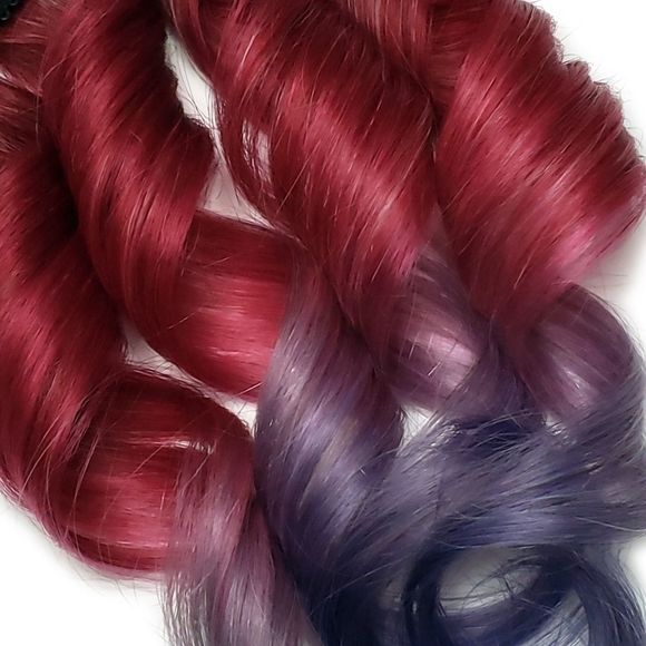 Red to Light Purple Clip in Real Human Hair Extensions Unicorn Ombre Hairstyles